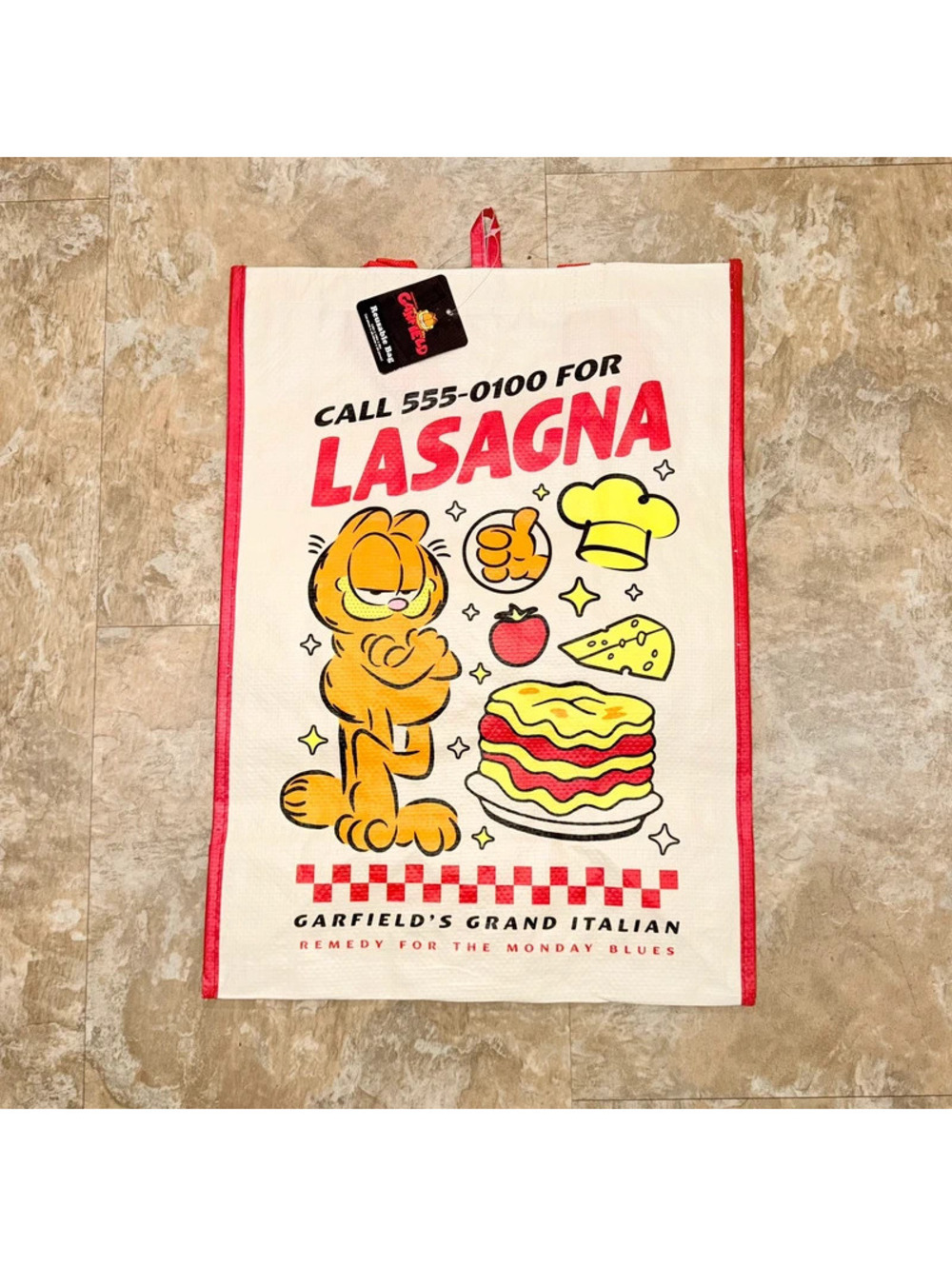 New Garfield Lasagna Reusable Shopping Tote Bag Jim Davis Cartoon Food